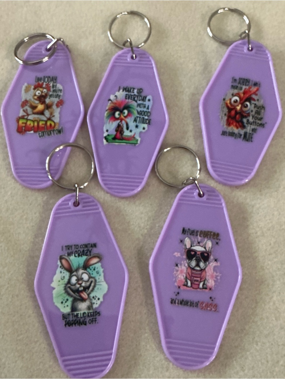 Lavender Novelty Keychain - set of 5